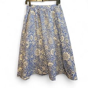 Talbots A-Line Skirt in Blue and Cream Floral